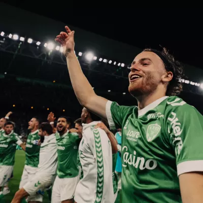 La joie des Verts en apr&egrave;s-match en photos