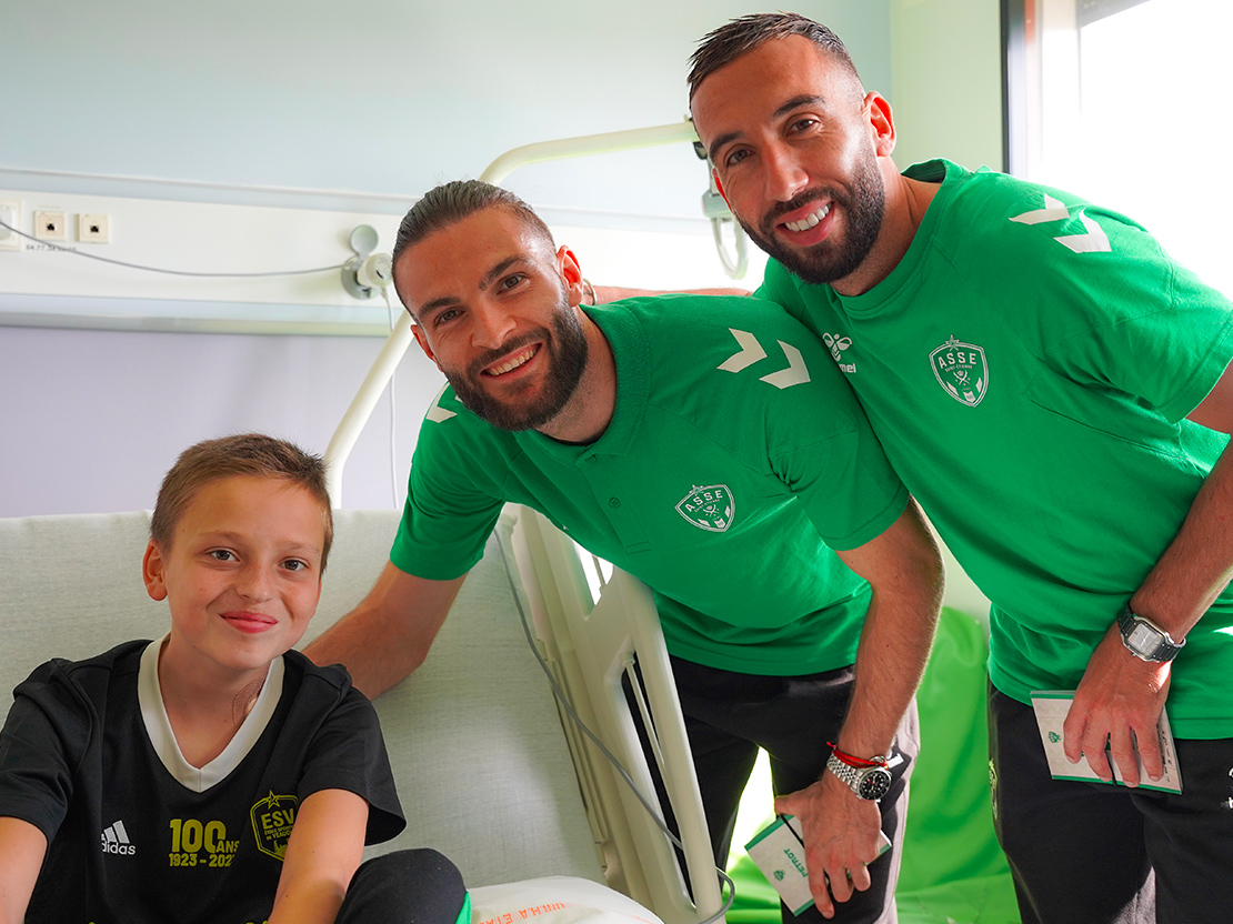 JP Krasso et Etienne Green en visite à l'hopital